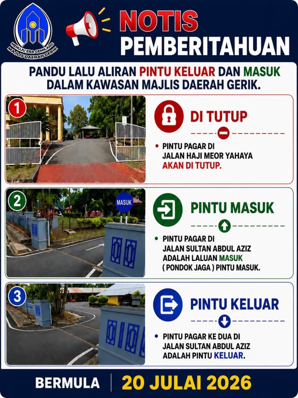 📢 NOTIS PEMBERITAHUAN PANDU LALU MAJLIS DAERAH GERIK