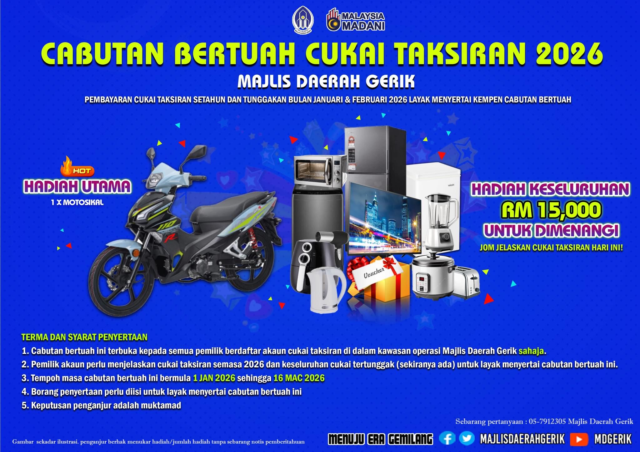 📢 CABUTAN BERTUAH CUKAI TAKSIRAN 2026 MAJLIS DAERAH GERIK